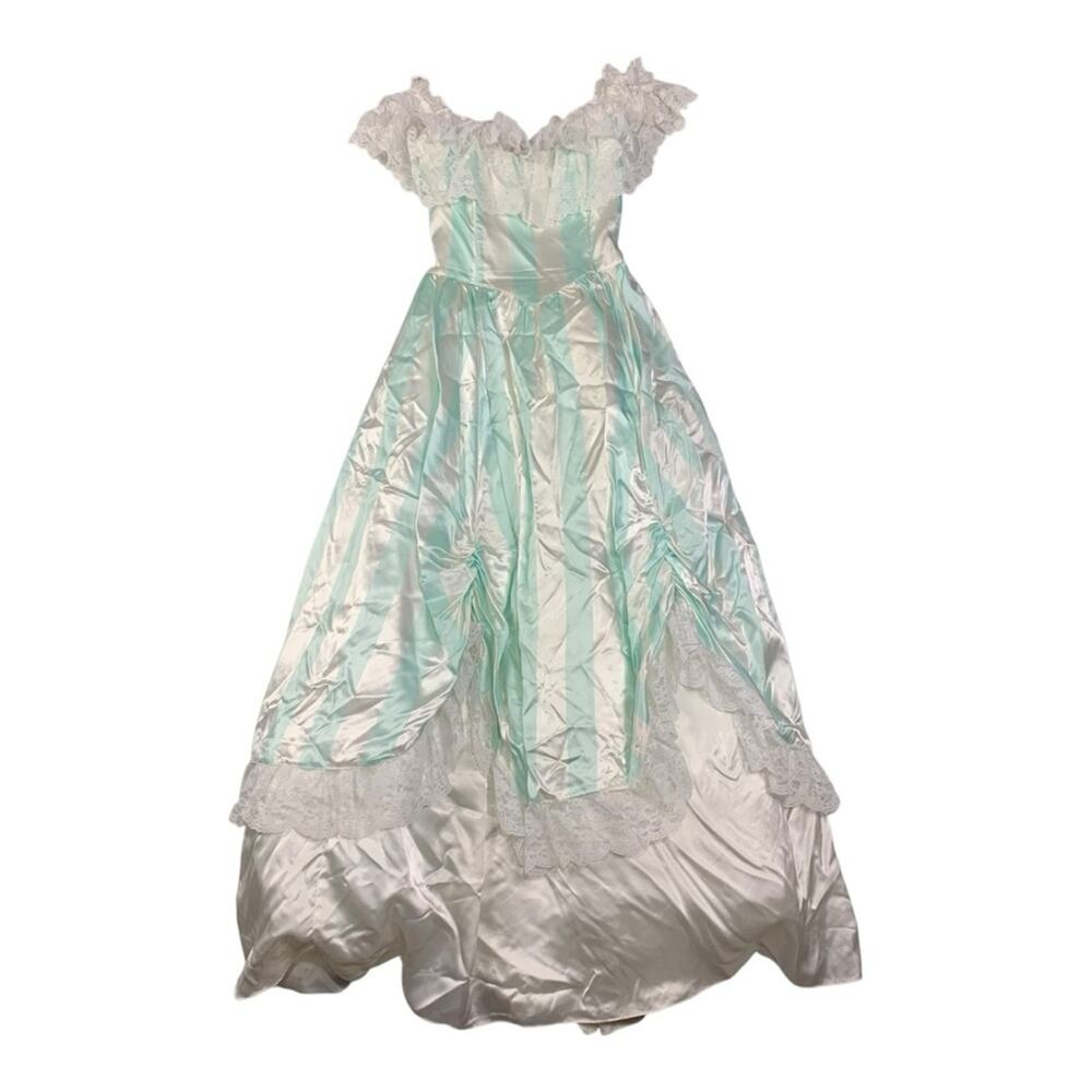 Gunne Sax juniors 11 women's small xs southern belle stripe dress frilly girly - Picture 2 of 14